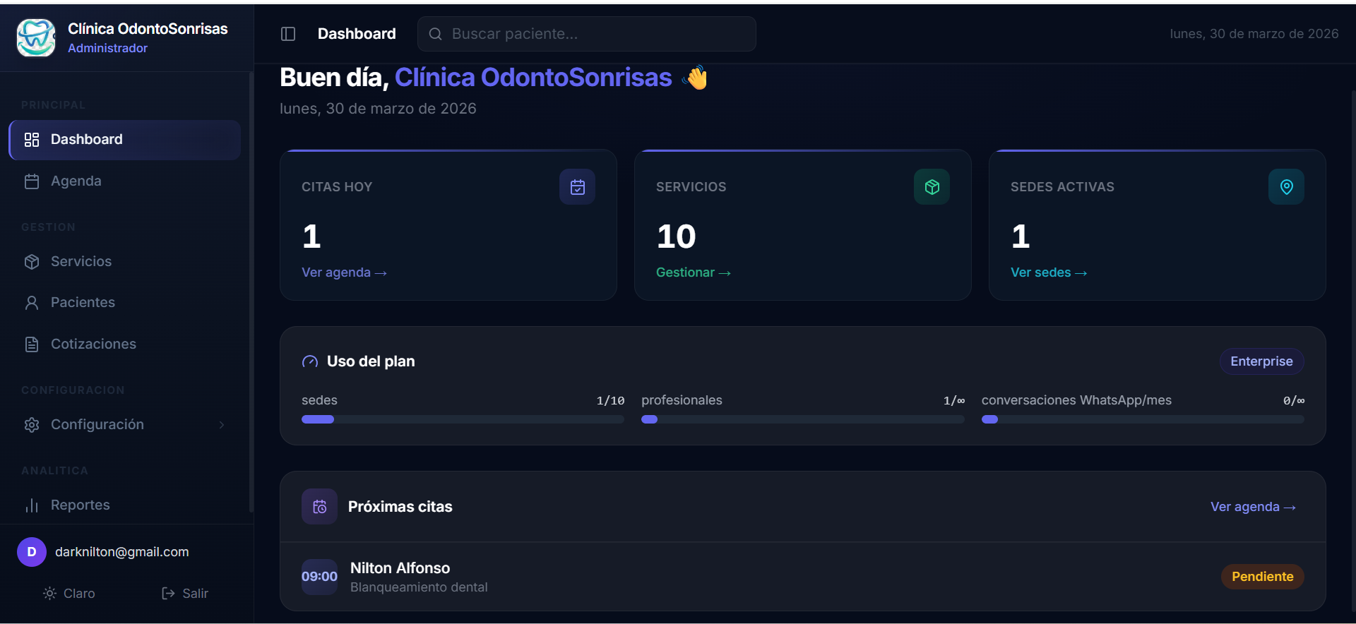 Dashboard de OdontoAgent