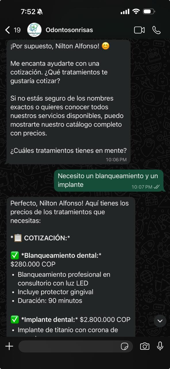 Chat WhatsApp con agente IA